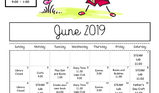 Bring your children to the library for lots of fun activities! Check out the calendar for additional events.