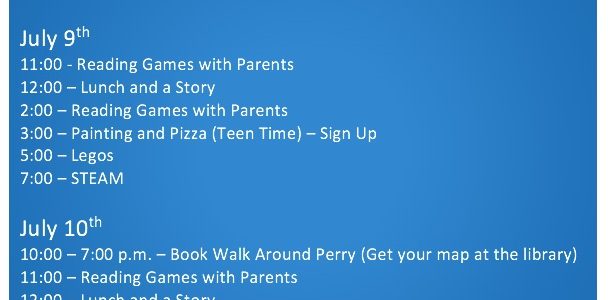 This weeks children’s activities at the library!