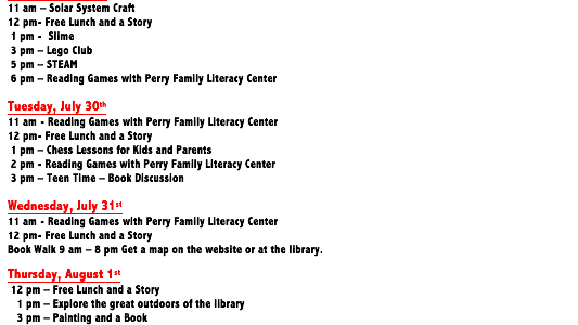 What’s happening this week at the library for children? Check out the schedule and come and have fun at the library at all the fun events!