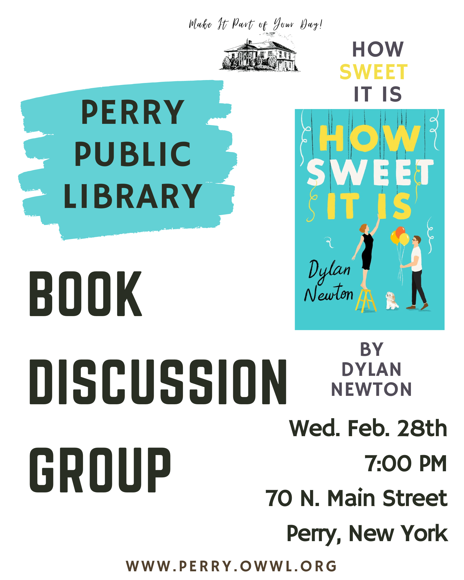 New Date! Wed., March 6th at 7pm Book Discussion Group